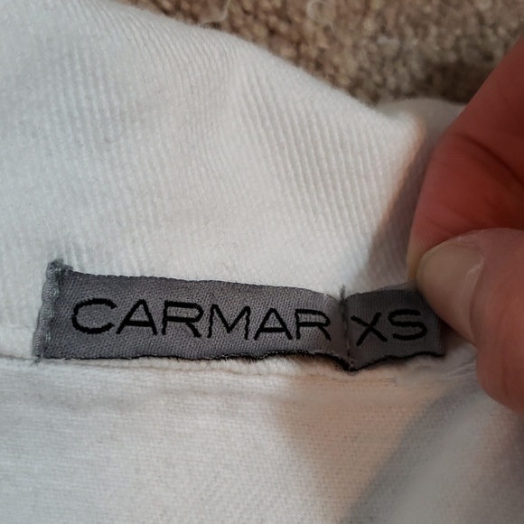 Carmar LF white denim jacket zip front sleeve dist - Picture 12 of 12
